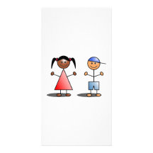 Girl and Boy Stick Figures Picture Card