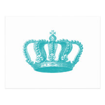 Girly Aqua-blaue Vintage Krone Postkarten