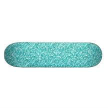 Girly, Aqua-blauer Glitter gedruckt Individuelles Skateboard
