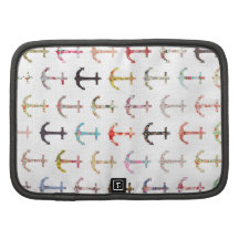 Girly Blumenseeanker des Vintagen retro Seemanns Mappen