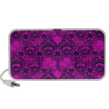 Girly Pink Fuschia Marine-Blau-Damast-Spitze iPod Speaker