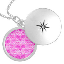 Girly Pink-pinkfarbener weißer Spitze-Damast Personalisierter Schmuck