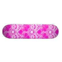 Girly Pink-pinkfarbener weißer Spitze-Damast Personalisierte Skateboarddecks