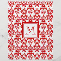 GIRLY RED DAMASK PATTERN 2 YOUR INITIAL FLYER