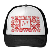 GIRLY ROTES DAMAST-MUSTER 2 IHRE INITIALE RETRO CAP