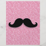 GIRLY SCHWARZER SCHNURRBART-ROSA-GLITTER GEDRUCKT INDIVIDUELLE FLYER