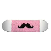 GIRLY SCHWARZER SCHNURRBART-ROSA-GLITTER GEDRUCKT INDIVIDUELLE DECKS