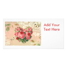 Girly Vintage Rosen-Herz-Collage Individuelle Foto Karte