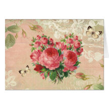 Girly Vintage Rosen-Herz-Collage Karten