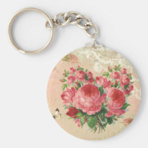 Girly Vintage Rosen-Herz-Collage Schlüsselbänder