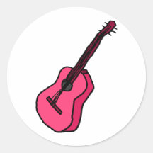 Gitarre in pink runde aufkleber
