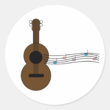 Gitarre mit Musiknoten-Aufkleber