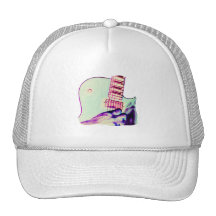 Gitarren-HandPsychadelic grünes lila Rosa Retro Cap