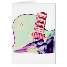 Gitarren-HandPsychadelic grünes lila Rosa Grußkarte