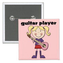 Gitarrist-weibliche T-Shirts und Geschenke Buttons