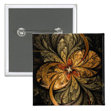 Glänzende Blätter-Fraktal-Kunst Button