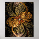 Glänzende Blätter-Fraktal-Kunst Poster
