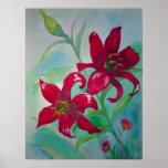 Glänzende rote Lilly Blumen-feine Kunst-Malerei Posterdrucke
