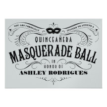 Glänzende silberne Quinceanera Maskerade-Einladung
