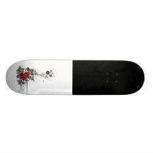 Glänzendes Herz, Blätter u. Blumen - Vorlage Skateboarddeck