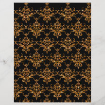 Glitter black gold damask pattern flyer