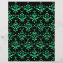 Glitter black light green damask pattern personalized flyer