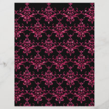 Glitter black pink damask pattern custom flyer
