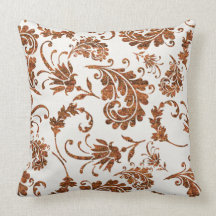 Glitter Gold Floral Throw Pillow