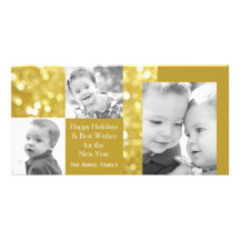 Glittery Foto-Karte des Gold| Feiertags-drei Bilder Karten
