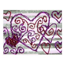 Glittery Valentinsgrußes Postkarte