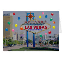 Glückliche 21. Geburtstags-Karte Las Vegass im Bla