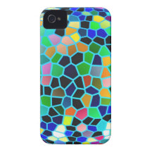 Glückliche abstrakte Kunst des Schein-Blau-befleck iPhone 4 Case-Mate Hüllen