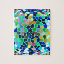 Glückliche abstrakte Kunst des Schein-Blau-befleck Jigsaw Puzzles