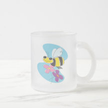 glückliche Biene mit PastellBlumen Kaffeehaferl