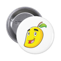 Glückliche gelbe Mango-Frucht Button