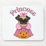 Glückliche Halloween-Prinzessin Pug mit Kürbis mauspads