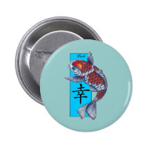 Glückliche Kohaku Koi Fische Buttons