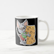 glückliche Maus mit Käse Kaffeehaferl