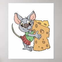 glückliche Maus mit Käse Posterdruck