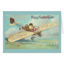 Glückliche Ostern-Gezeiten Vintager Küken-Pilot Grußkarten