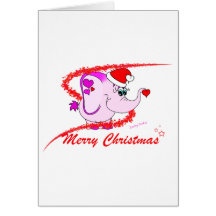 Glückliche Pinkie-rosa Elefant-frohe Weihnacht-Kar