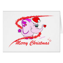 Glückliche Pinkie-rosa Elefant-frohe Weihnacht-Kar
