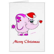 Glückliche Pinkie-rosa Elefant-frohe Weihnacht-Kar