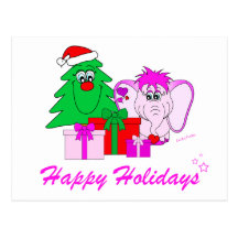 Glückliche Pinkie-rosa Elefant-frohe Weihnacht-Kar Postkarten