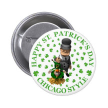 Glücklichen St Patrick Tag - Chicago-Art Button