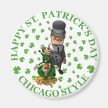 Glücklichen St Patrick Tag - Chicago-Art Kühlschrankmagnet