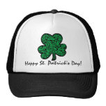 Glücklichen St Patrick Tagesdamastgrün-Kleeblatthu Netzmützen