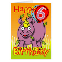 Glücklicher 6. Geburtstag Karte