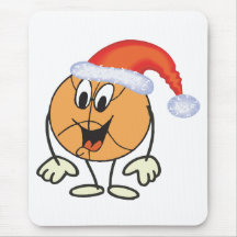 Glücklicher Basketbalsmiley, der eine Weihnachtsma Mousepads
