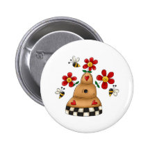 Glücklicher Blumen-Bienen-Bienenstock der Herz-N Buttons